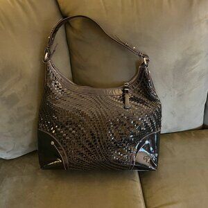 Vintage Cole Haan Black Woven Leather Shoulder Bag